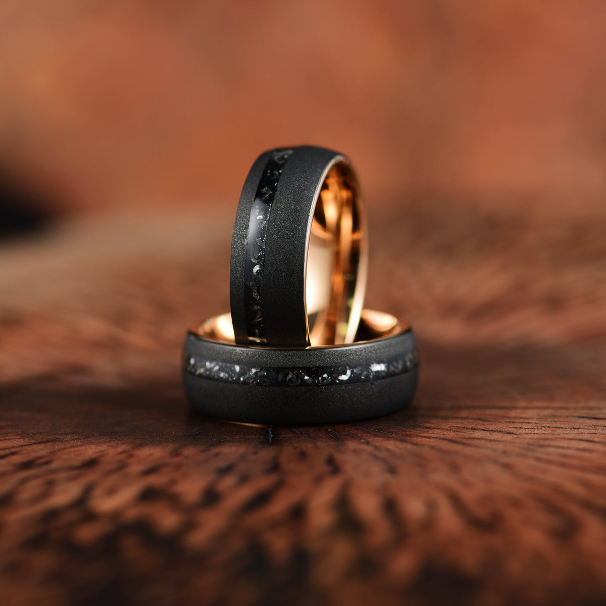 The Gladiator Ring - Rose Tungsten Crushed Meteorite Women's Wedding Band 4MM