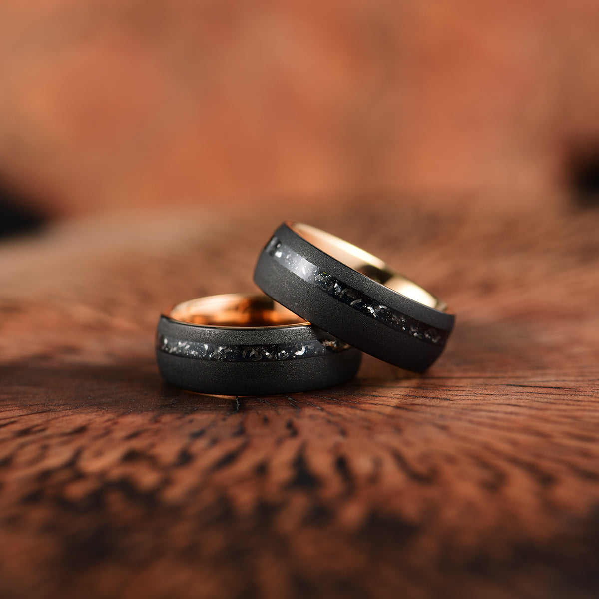 The Gladiator Ring - Rose Tungsten Crushed Meteorite Women's Wedding Band 4MM