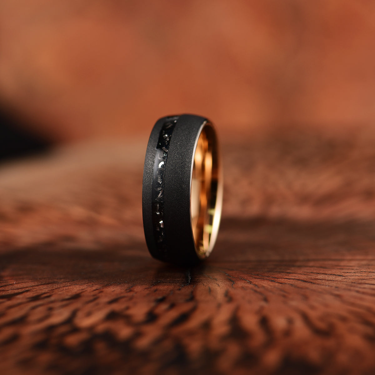 The Gladiator Ring - Rose Tungsten Crushed Meteorite Women's Wedding Band 4MM