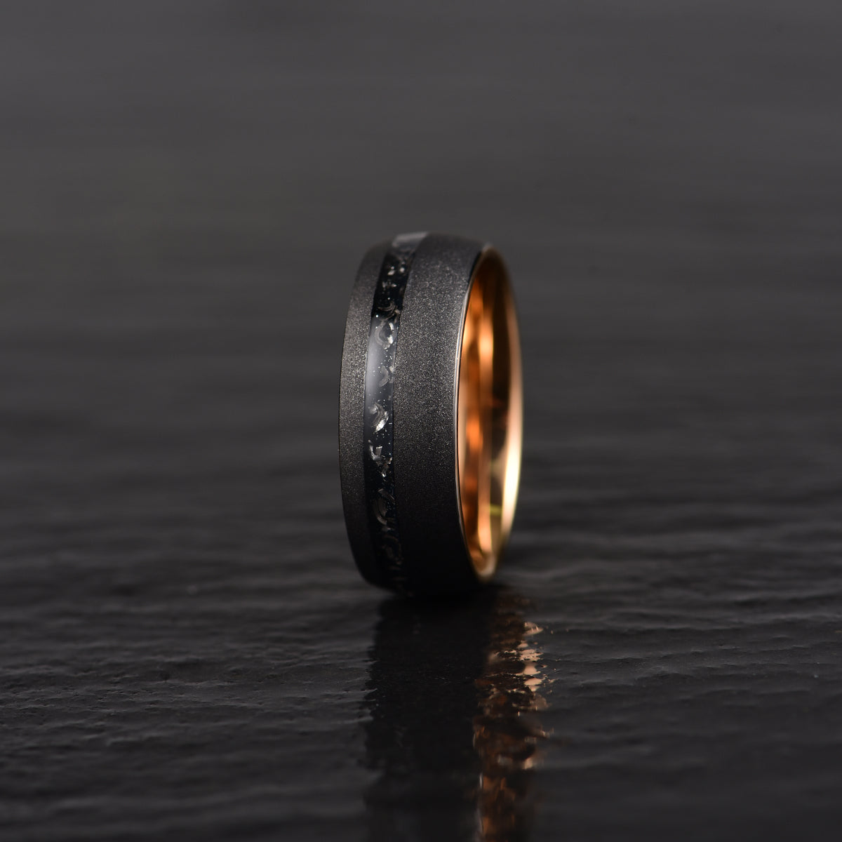 The Gladiator Ring - Rose Tungsten Crushed Meteorite Women's Wedding Band 4MM