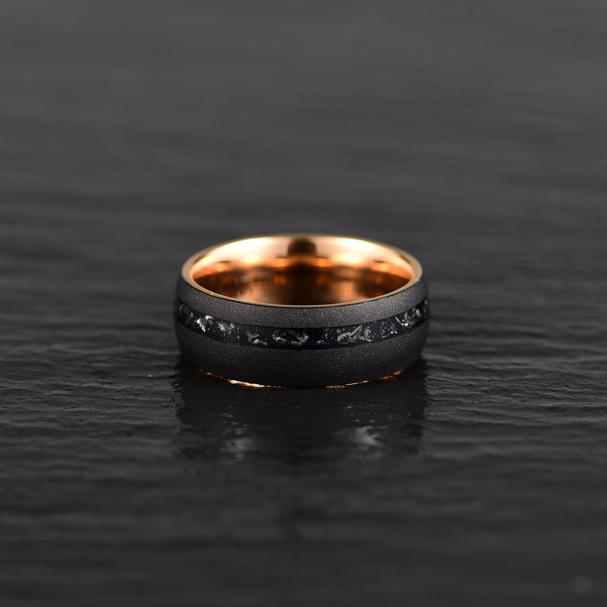 The Gladiator Ring - Rose Tungsten Crushed Meteorite Women's Wedding Band 4MM
