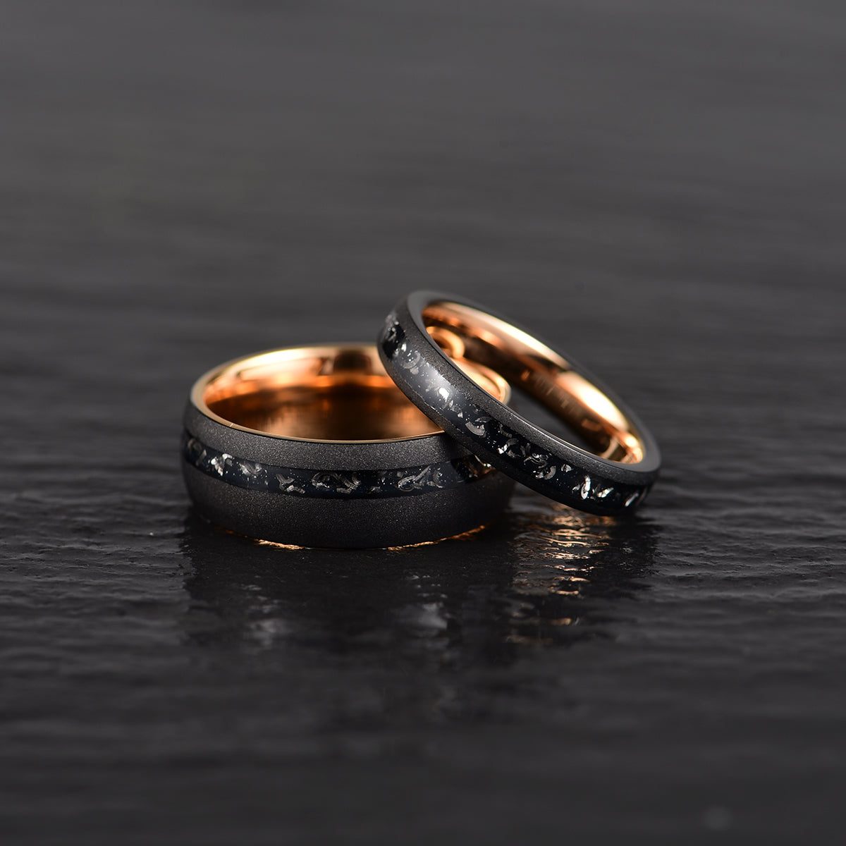The Gladiator Ring - Rose Tungsten Crushed Meteorite Women's Wedding Band 4MM