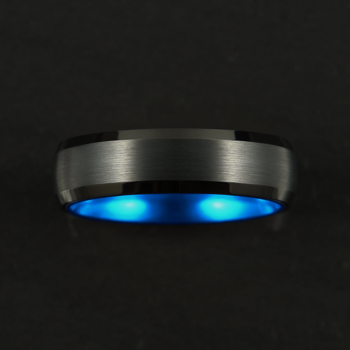 Pristine Passion Blue Interior Tungsten Men's Wedding Band 6MM