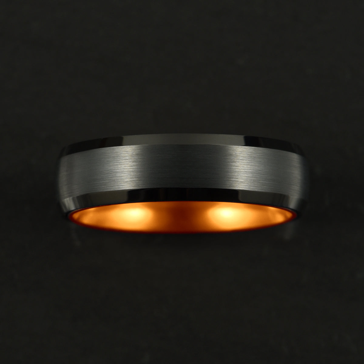 Pristine Passion Orange Interior Tungsten Men's Wedding Band 6MM - PRISTINE RINGS