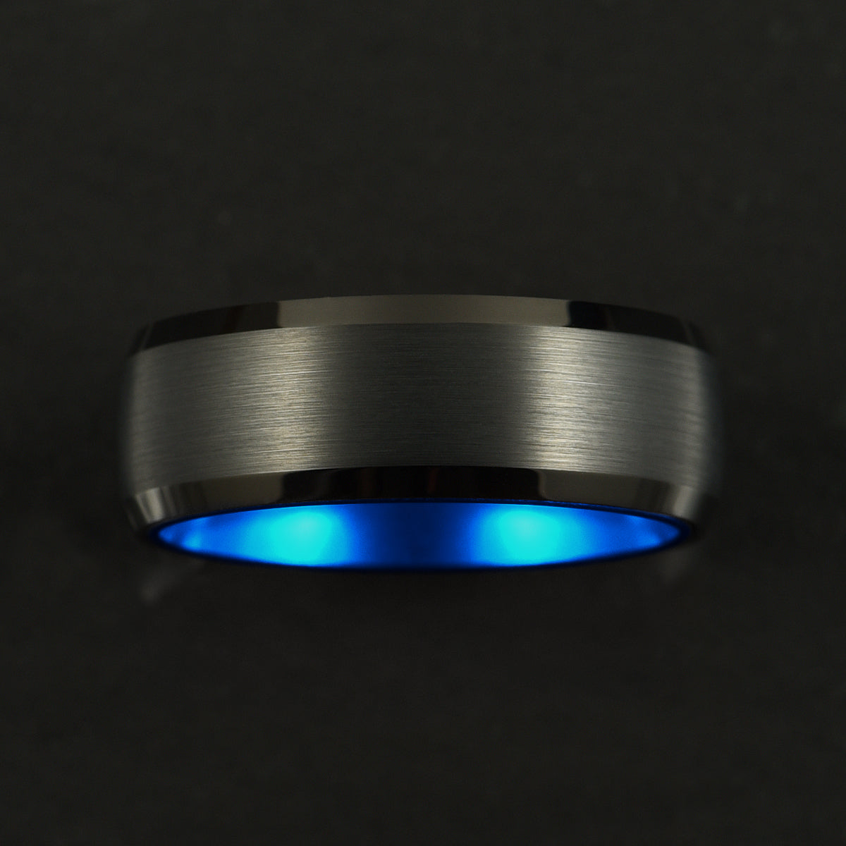 Pristine Passion Blue Interior Tungsten Wedding Band 8MM
