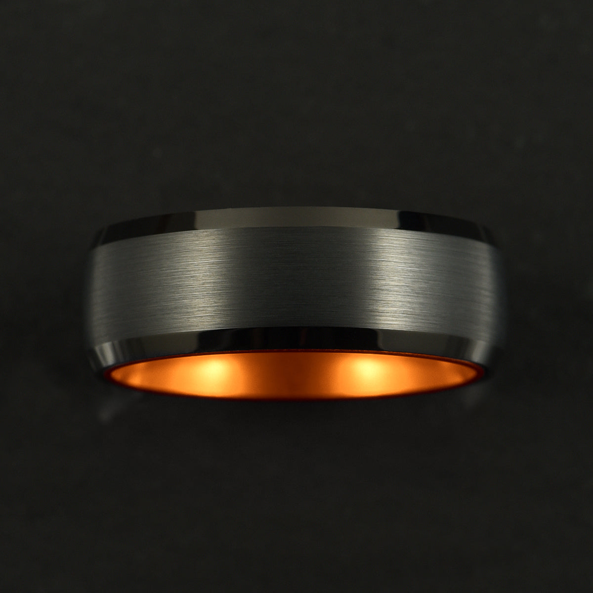 Pristine Passion Orange Interior Tungsten Wedding Band 8MM