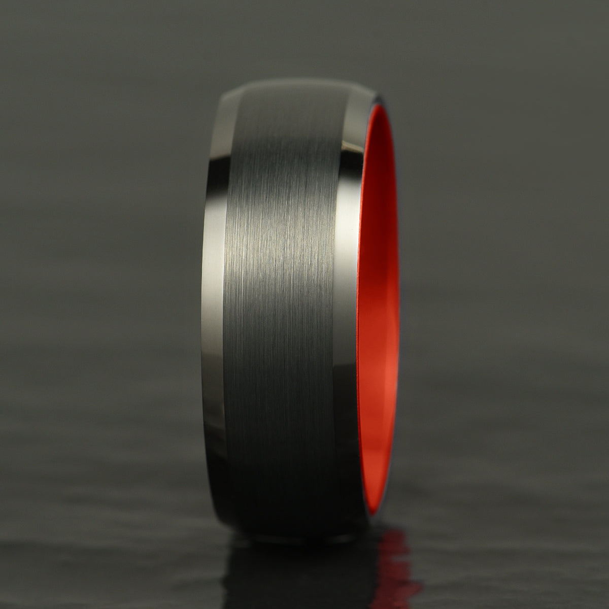 Pristine Passion Red Interior Tungsten Wedding Band 8MM