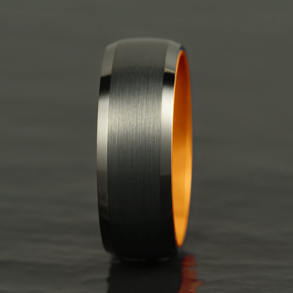 Pristine Passion Orange Interior Tungsten Wedding Band 8MM