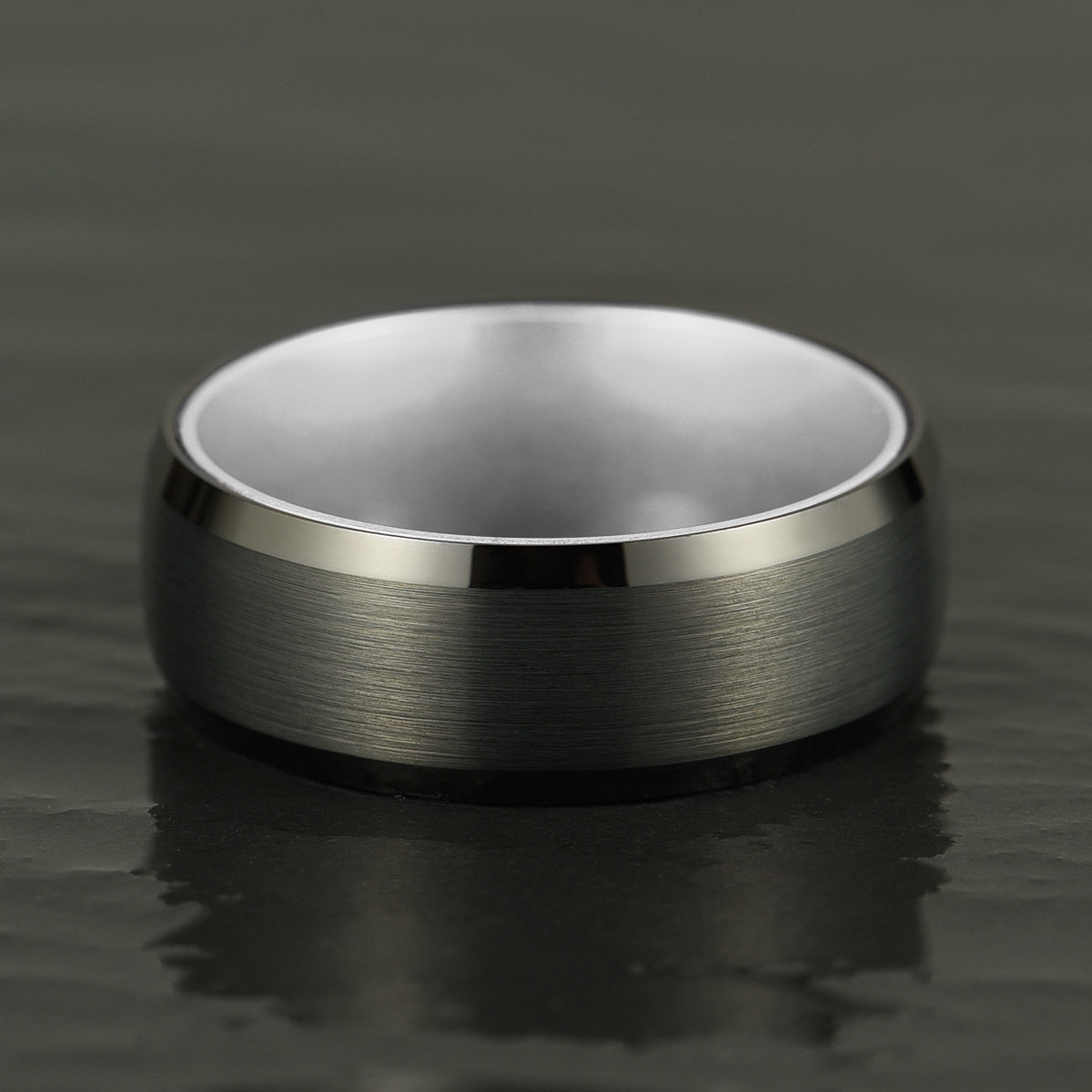 Pristine Passion Silver Interior Tungsten Wedding Band 8MM