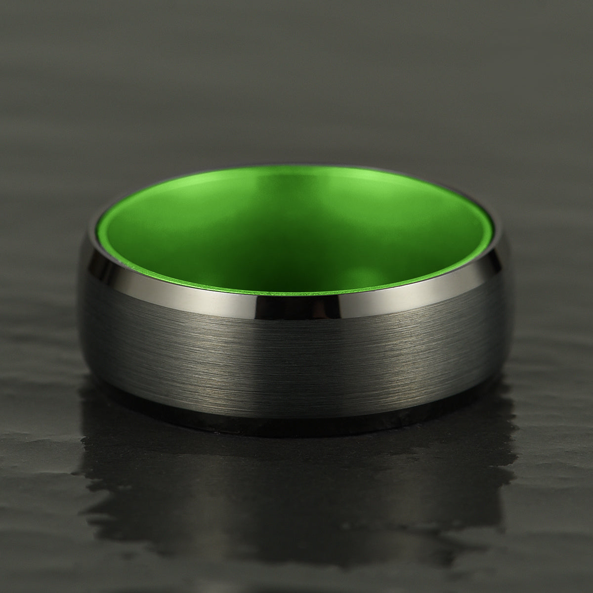 Pristine Passion Green Interior Tungsten Wedding Band 8MM - PRISTINE RINGS