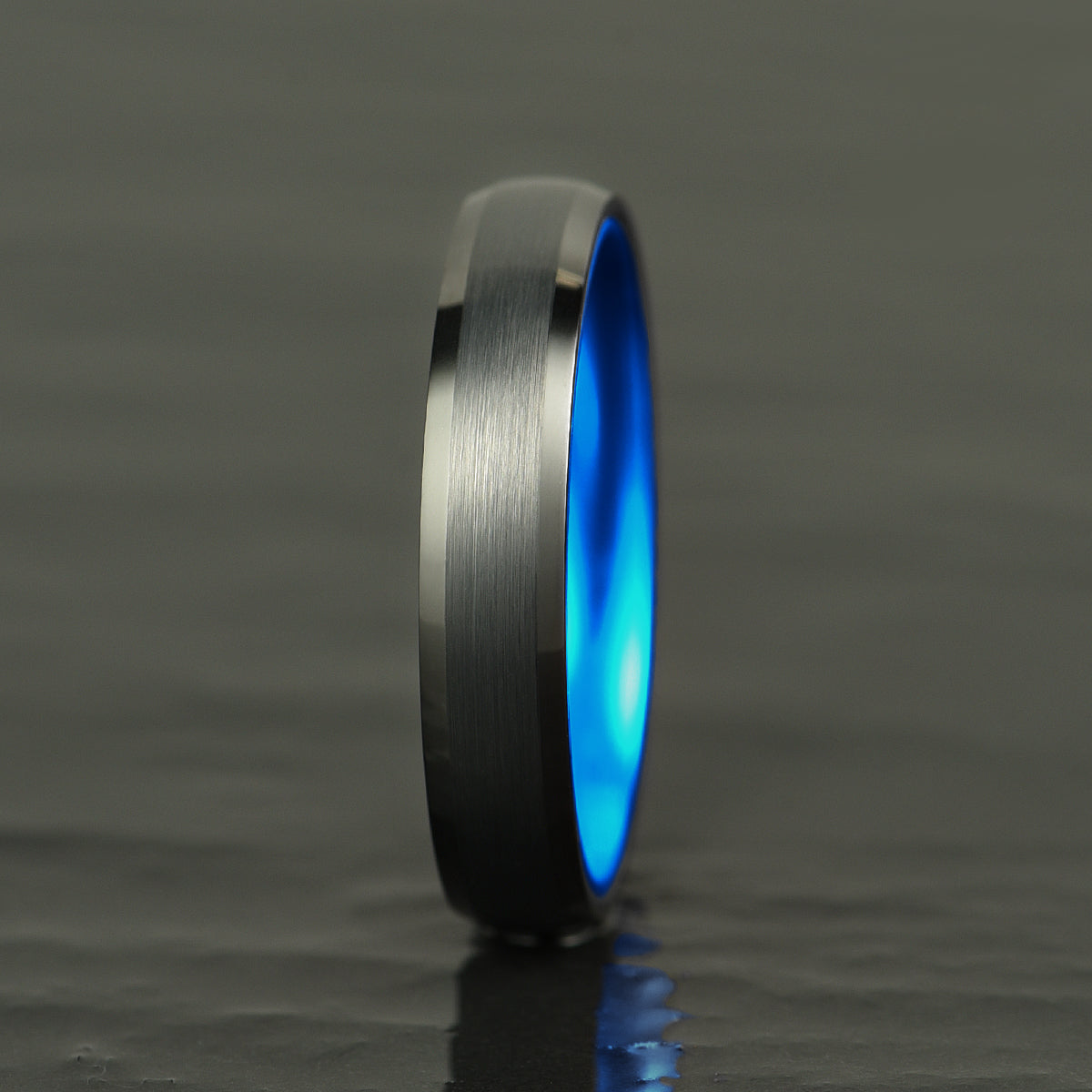 Pristine Passion Blue Interior Tungsten Women's Wedding Band 4MM - PRISTINE RINGS