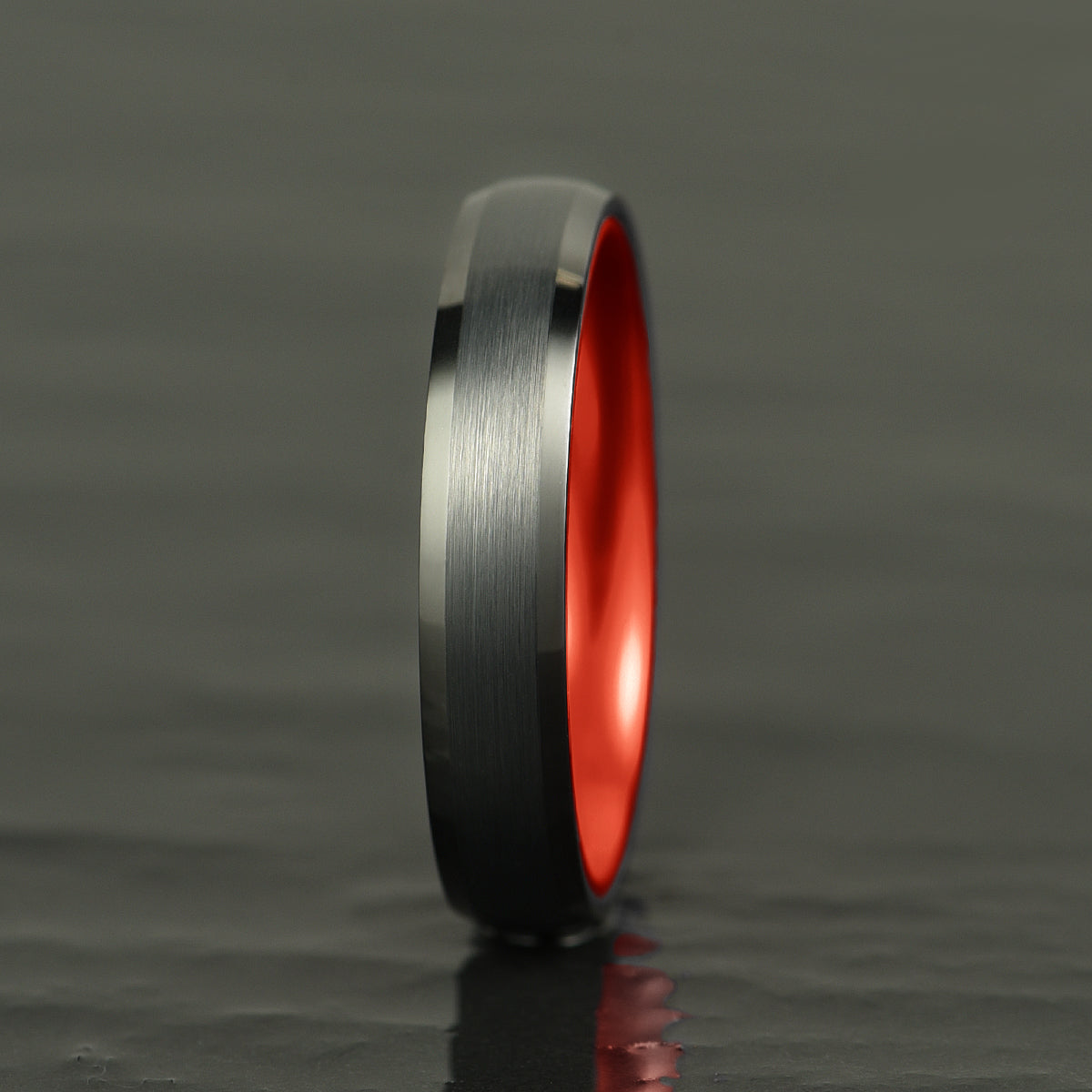 Pristine Passion Red Interior Tungsten Women's Wedding Band 4MM - PRISTINE RINGS