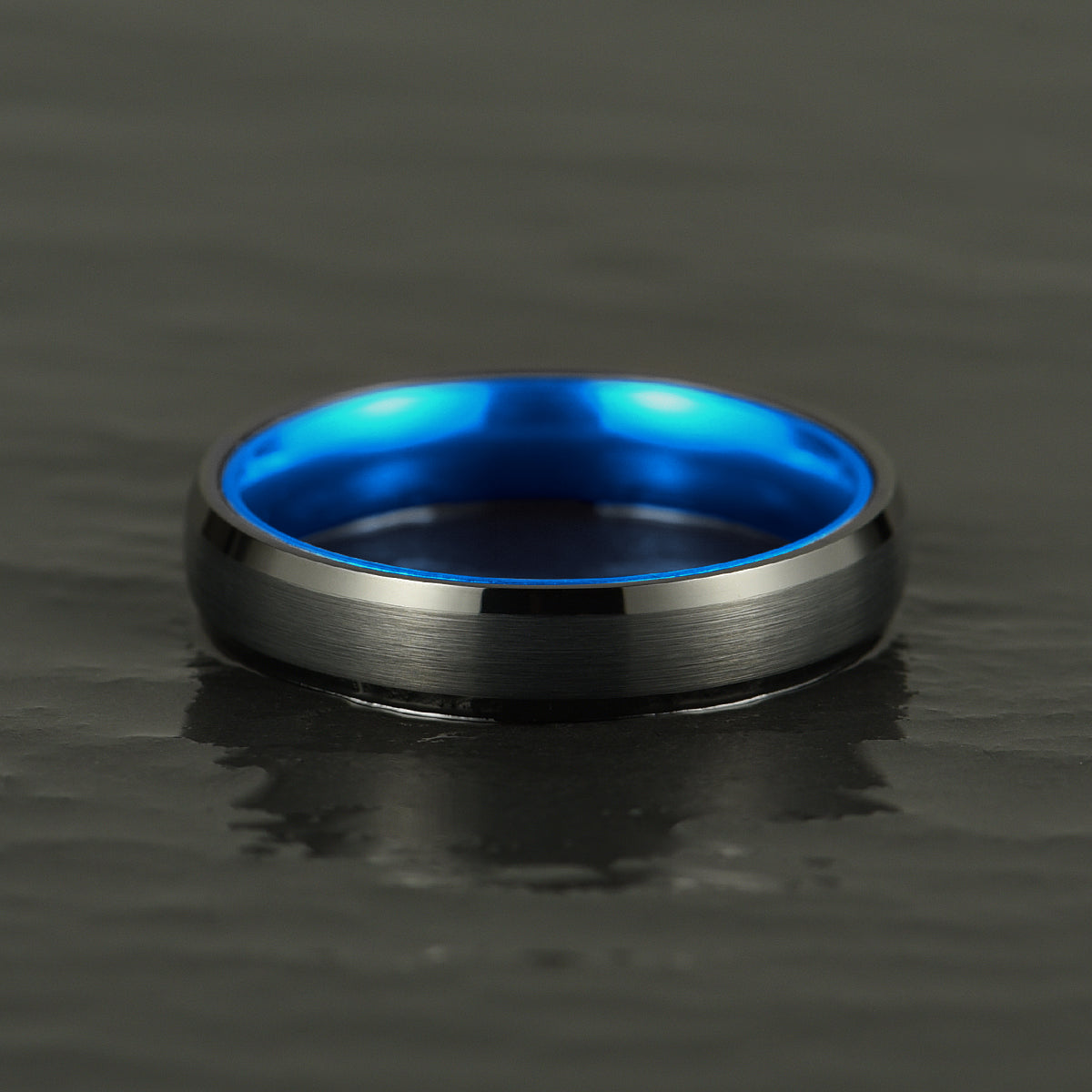 Pristine Passion Blue Interior Tungsten Women's Wedding Band 4MM - PRISTINE RINGS