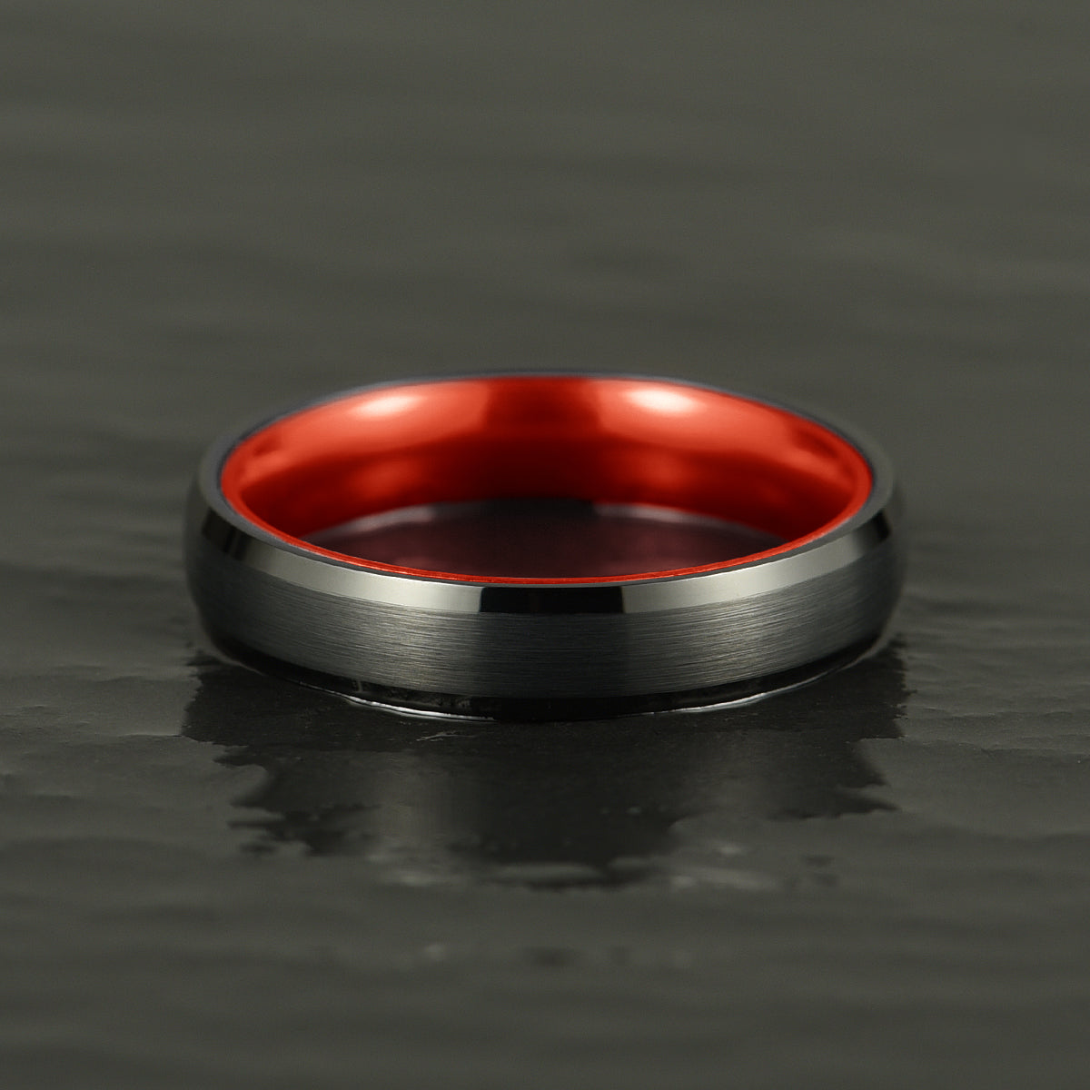 Pristine Passion Red Interior Tungsten Women's Wedding Band 4MM - PRISTINE RINGS