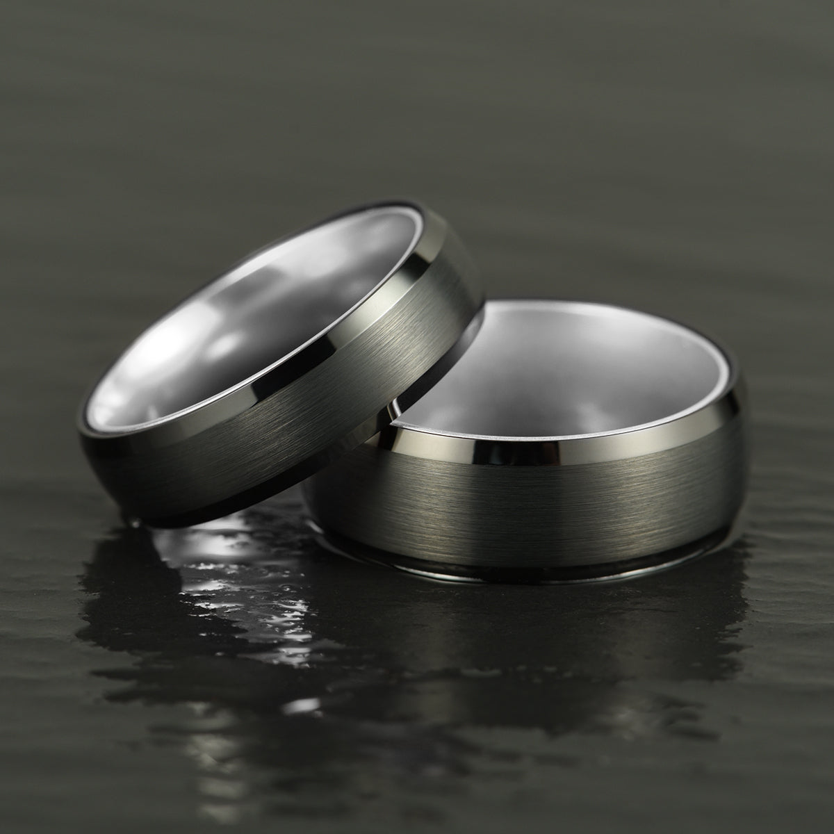Pristine Passion Silver Interior Tungsten Wedding Band 8MM