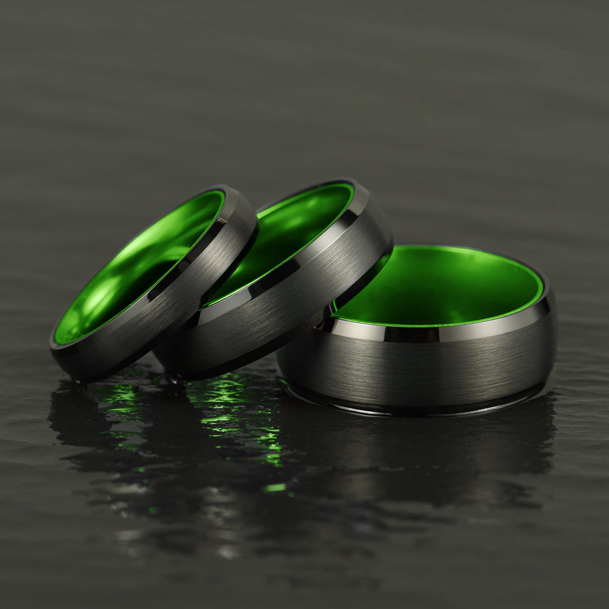 Pristine Passion Green Interior Tungsten Wedding Band 8MM - PRISTINE RINGS