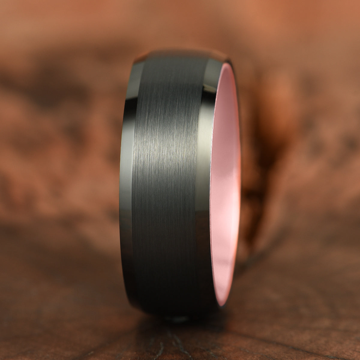 Pristine Passion Rose Interior Tungsten Wedding Band 8MM - PRISTINE RINGS