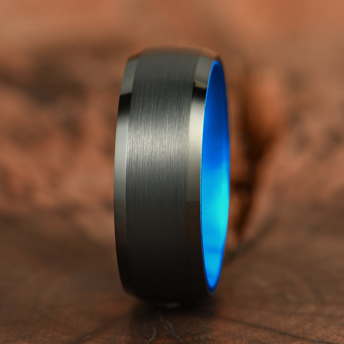 Pristine Passion Blue Interior Tungsten Wedding Band 8MM - PRISTINE RINGS