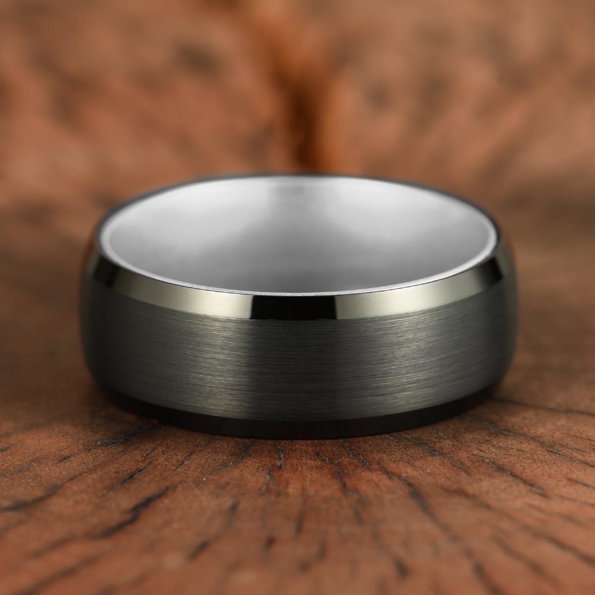 Pristine Passion Silver Interior Tungsten Wedding Band 8MM