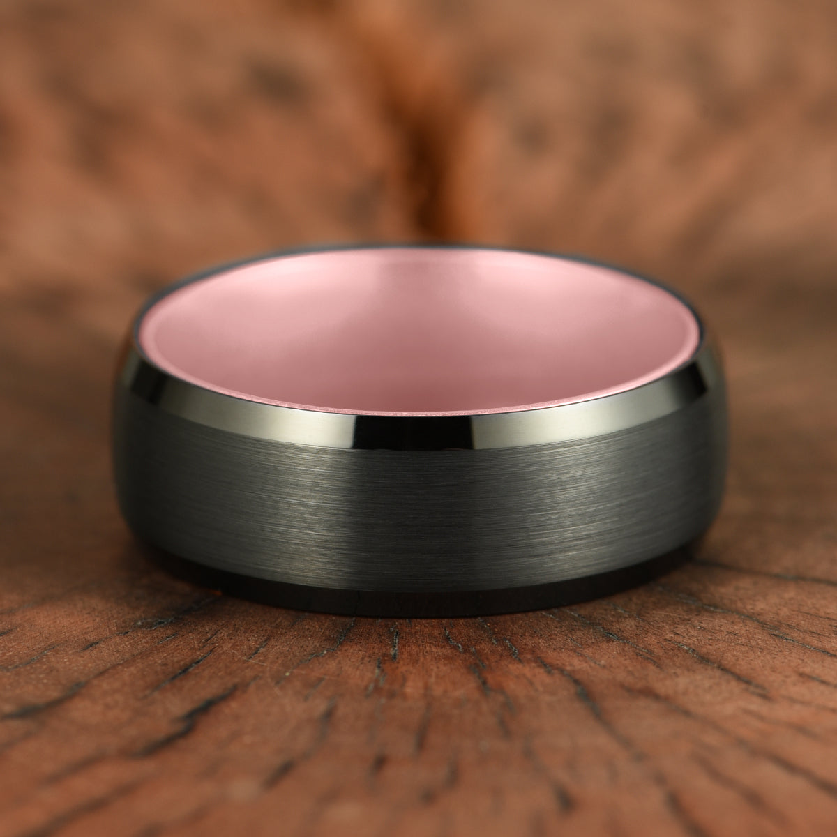 Pristine Passion Rose Interior Tungsten Wedding Band 8MM - PRISTINE RINGS