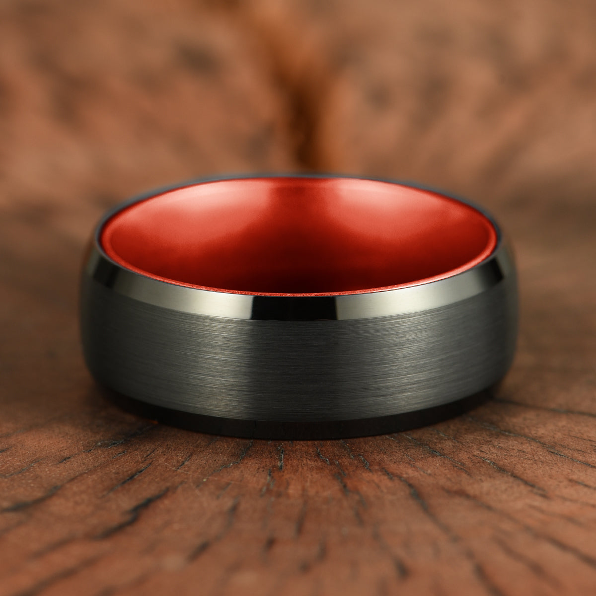 Pristine Passion Red Interior Tungsten Wedding Band 8MM