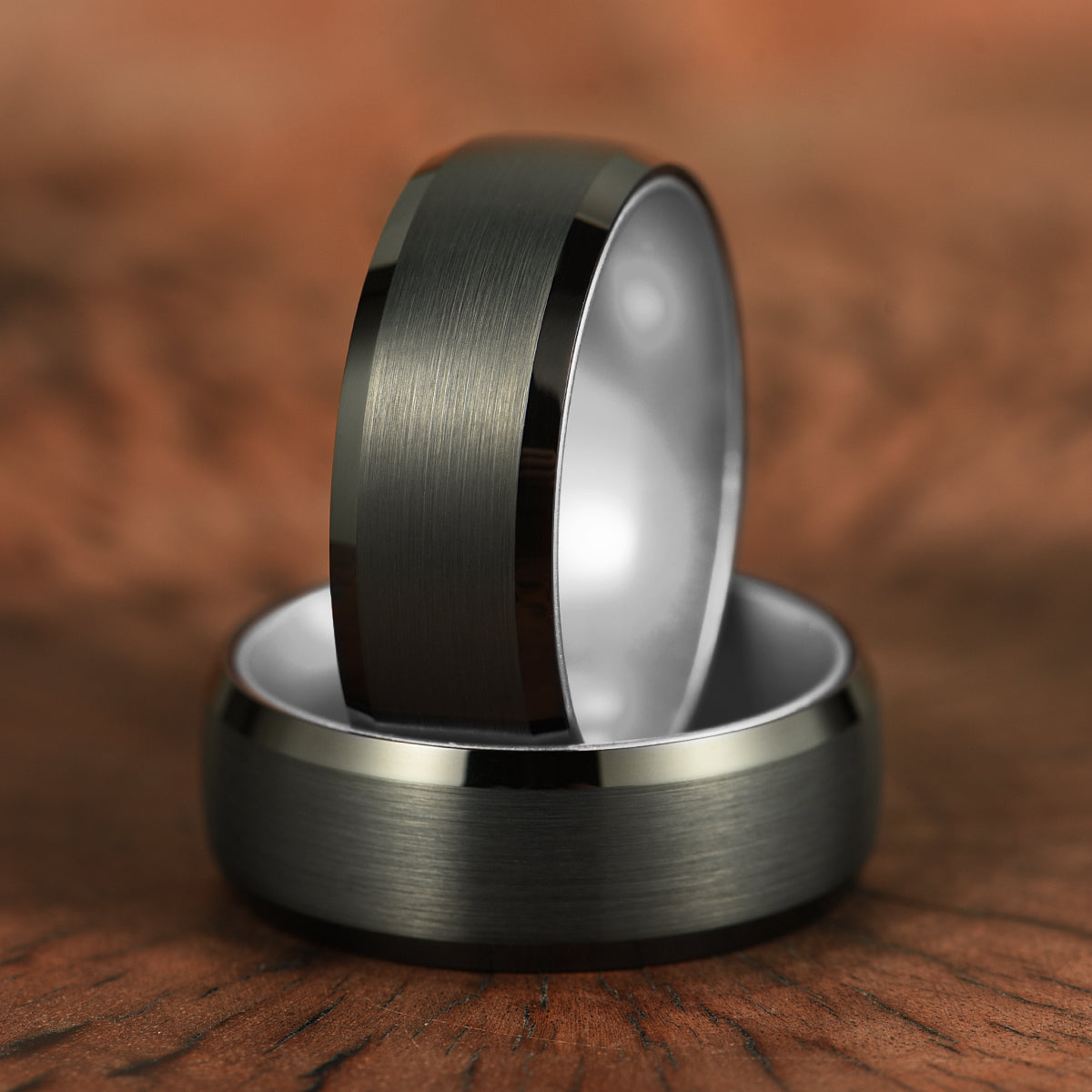 Pristine Passion Silver Interior Tungsten Wedding Band 8MM