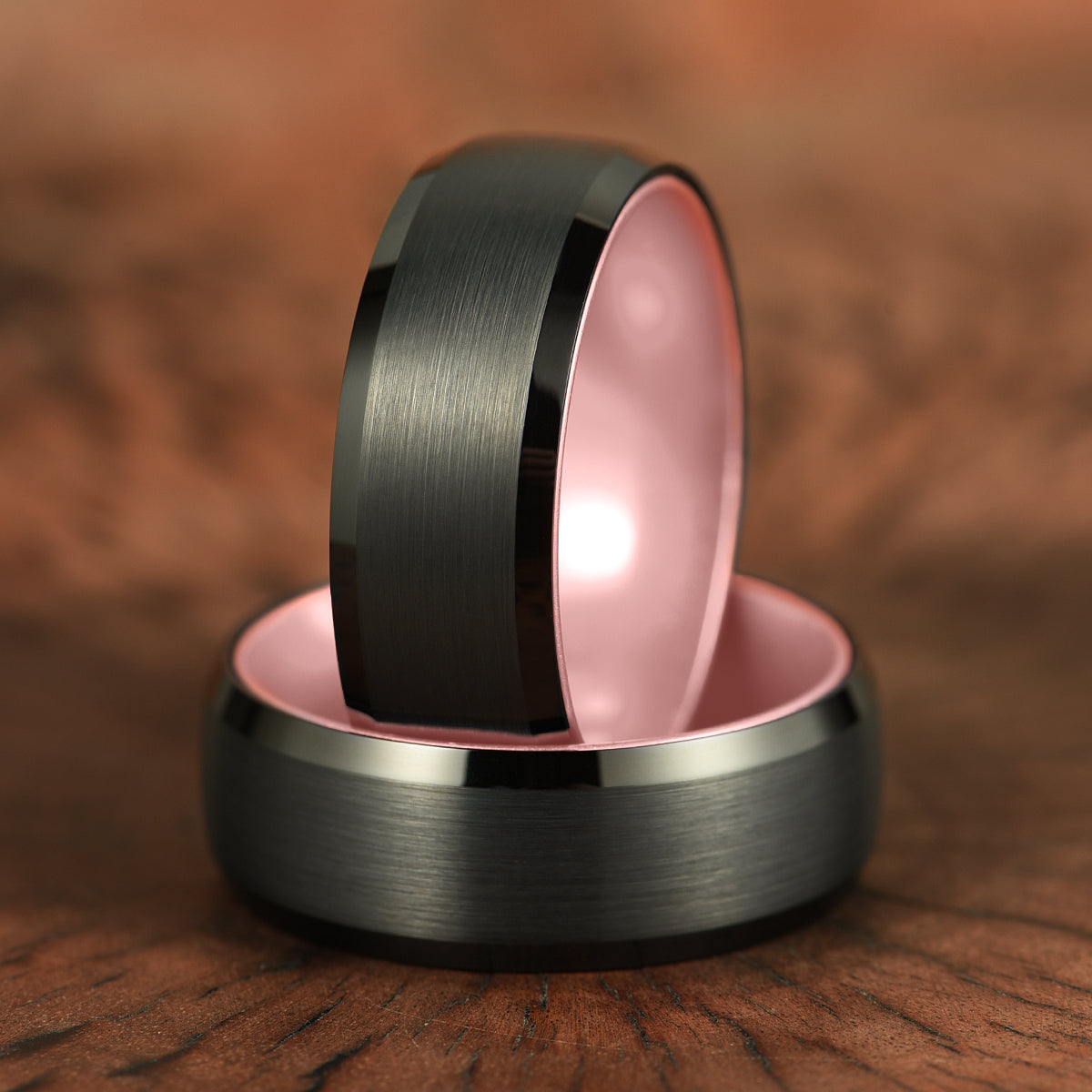 Pristine Passion Rose Interior Tungsten Wedding Band 8MM