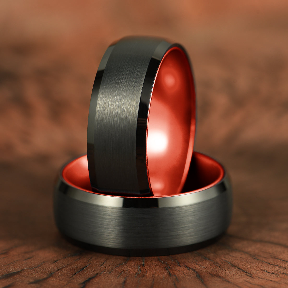 Pristine Passion Red Interior Tungsten Wedding Band 8MM