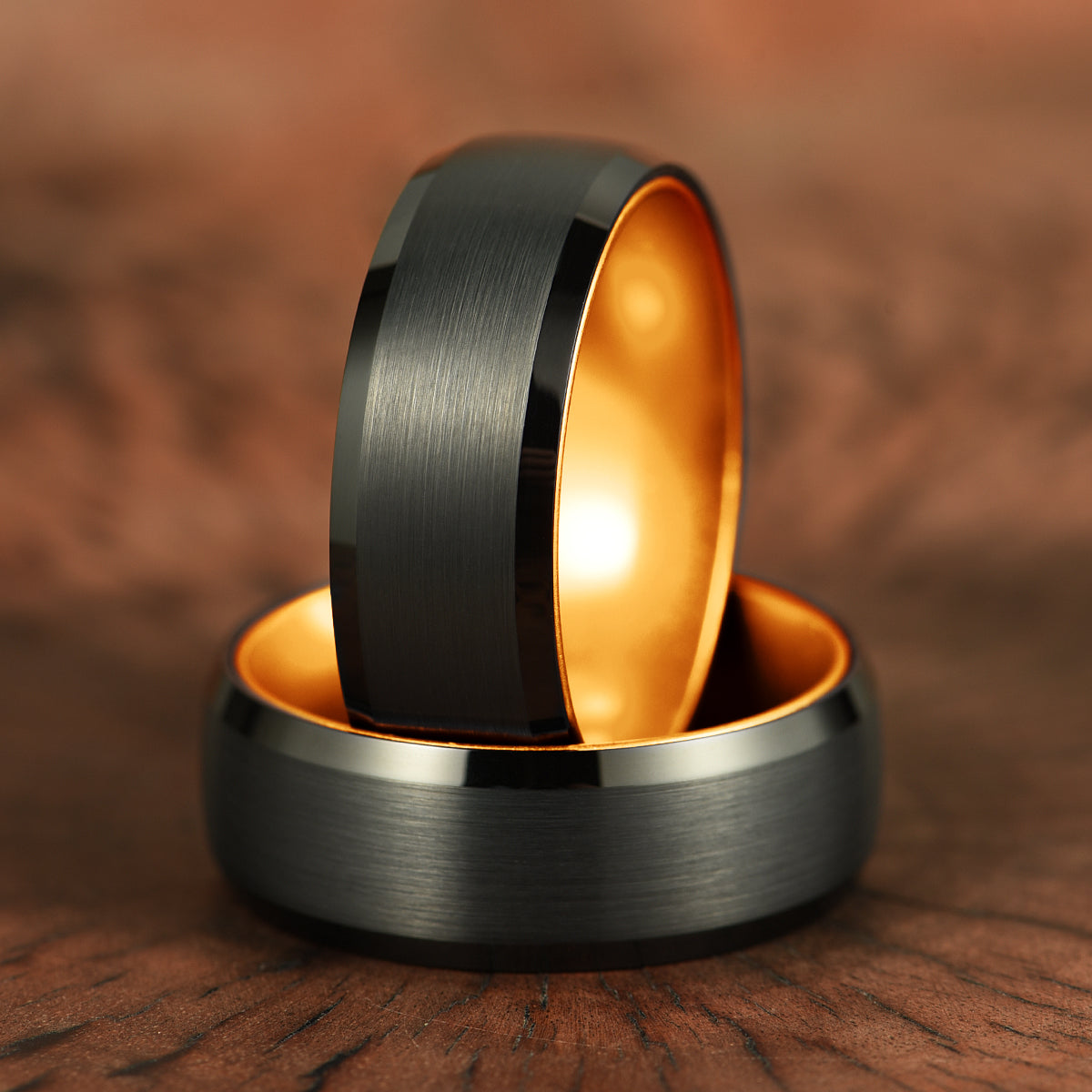 Pristine Passion Orange Interior Tungsten Wedding Band 8MM