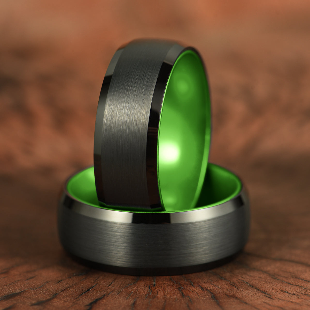 Pristine Passion Green Interior Tungsten Wedding Band 8MM