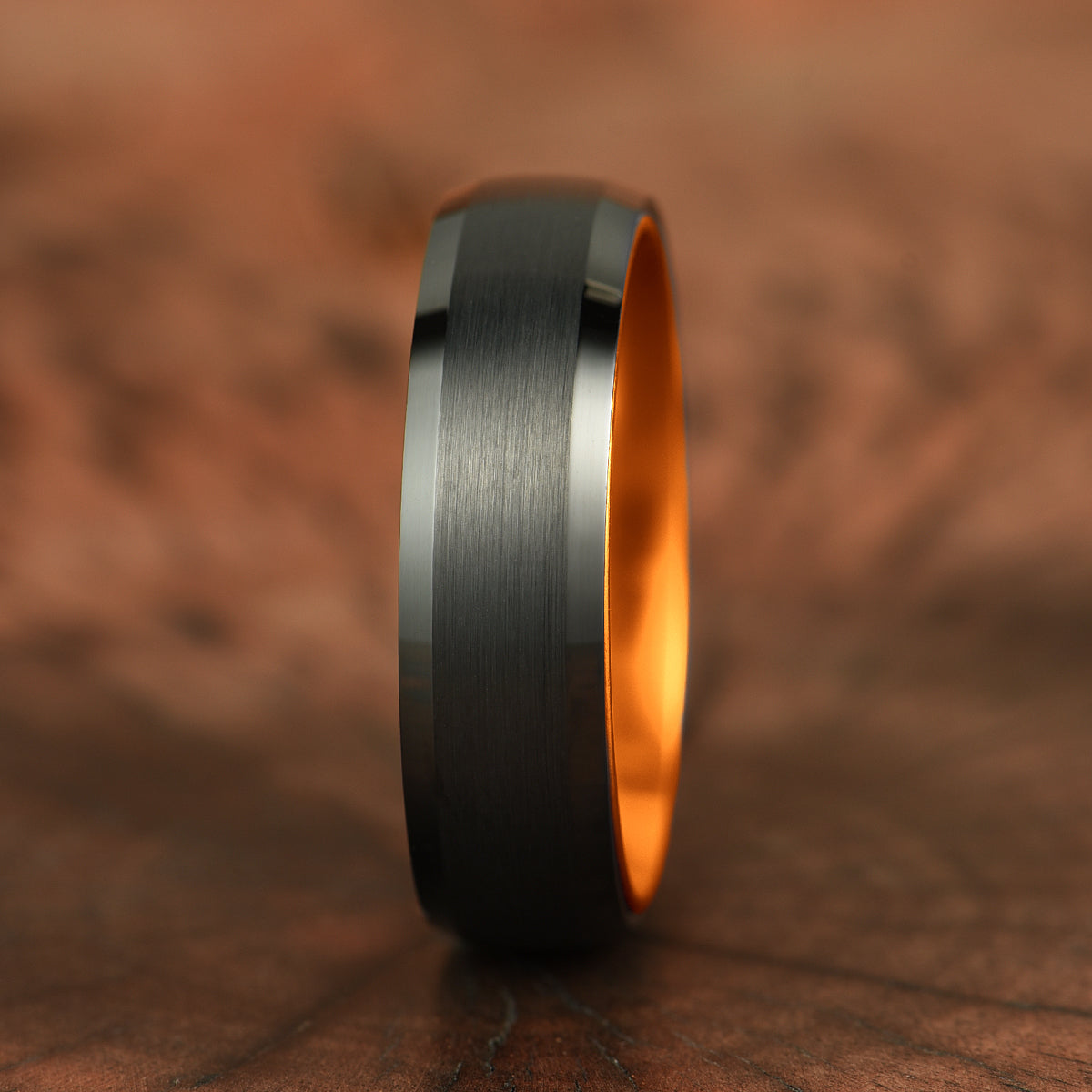 Pristine Passion Orange Interior Tungsten Men's Wedding Band 6MM - PRISTINE RINGS