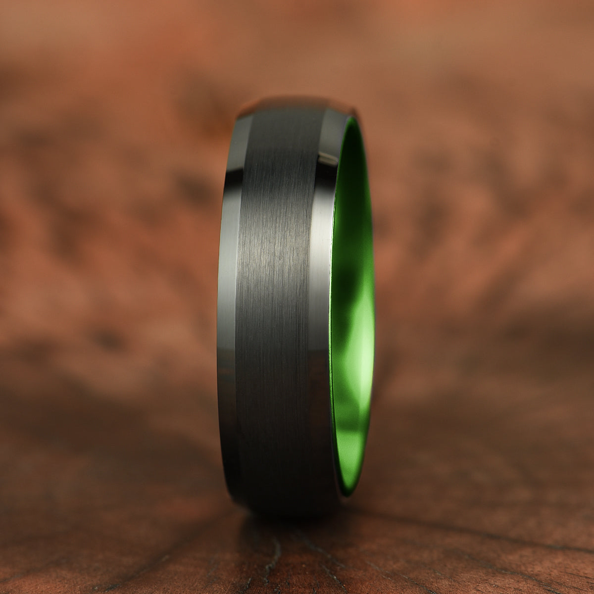 Pristine Passion Green Interior Tungsten Men's Wedding Band 6MM - PRISTINE RINGS