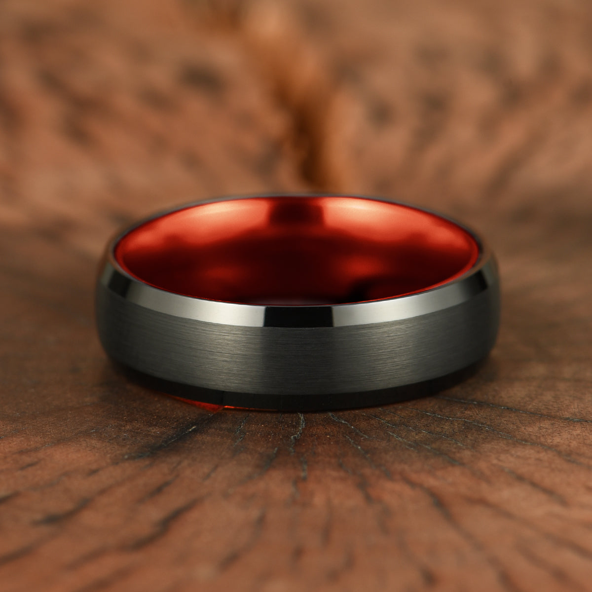 Pristine Passion Red Interior Tungsten Men's Wedding Band 6MM - PRISTINE RINGS