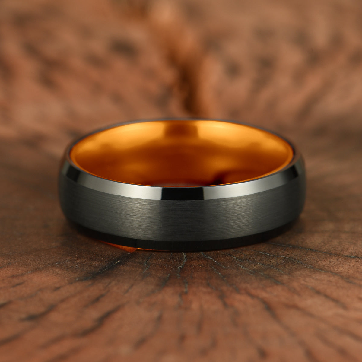 Pristine Passion Orange Interior Tungsten Men's Wedding Band 6MM - PRISTINE RINGS