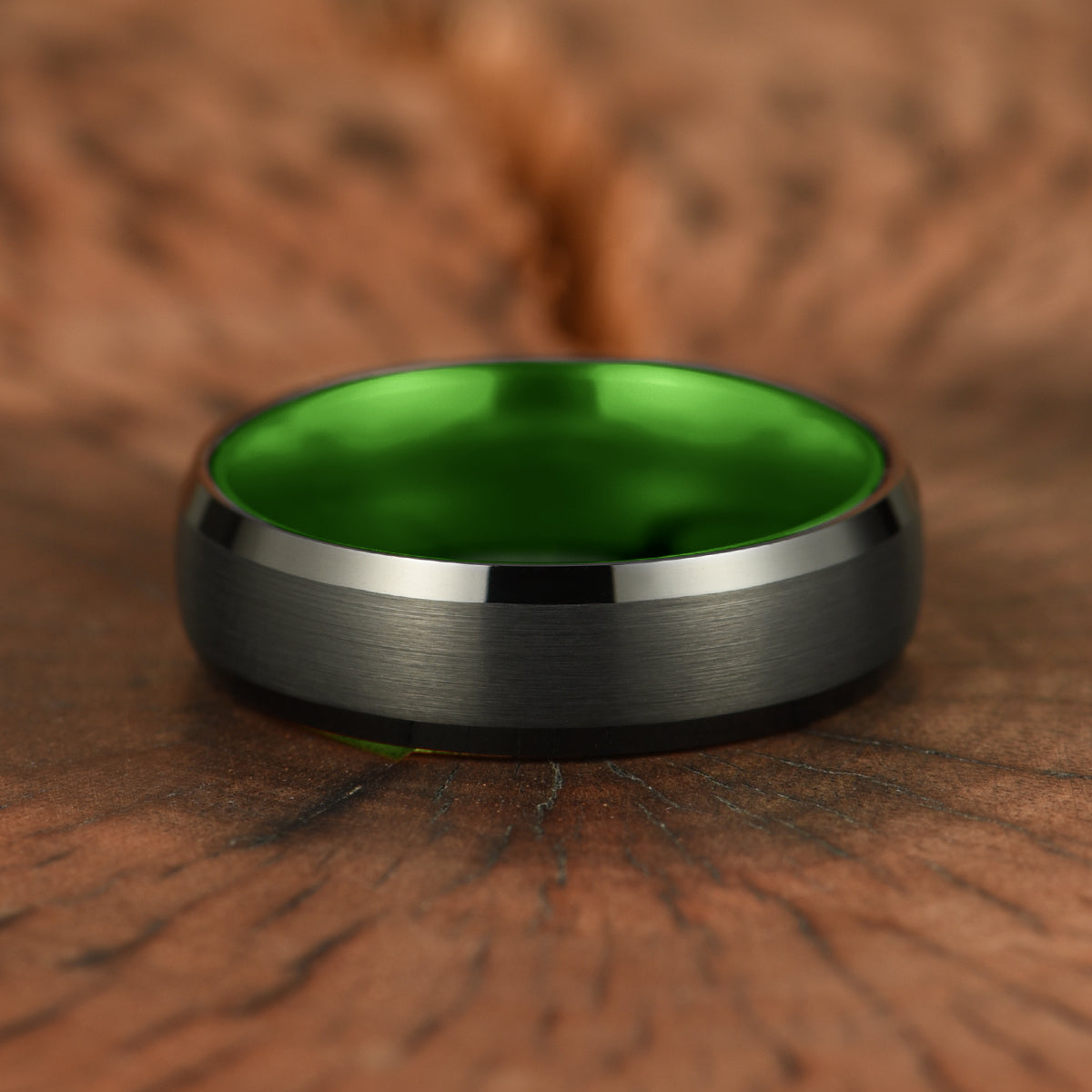 Pristine Passion Green Interior Tungsten Men's Wedding Band 6MM - PRISTINE RINGS