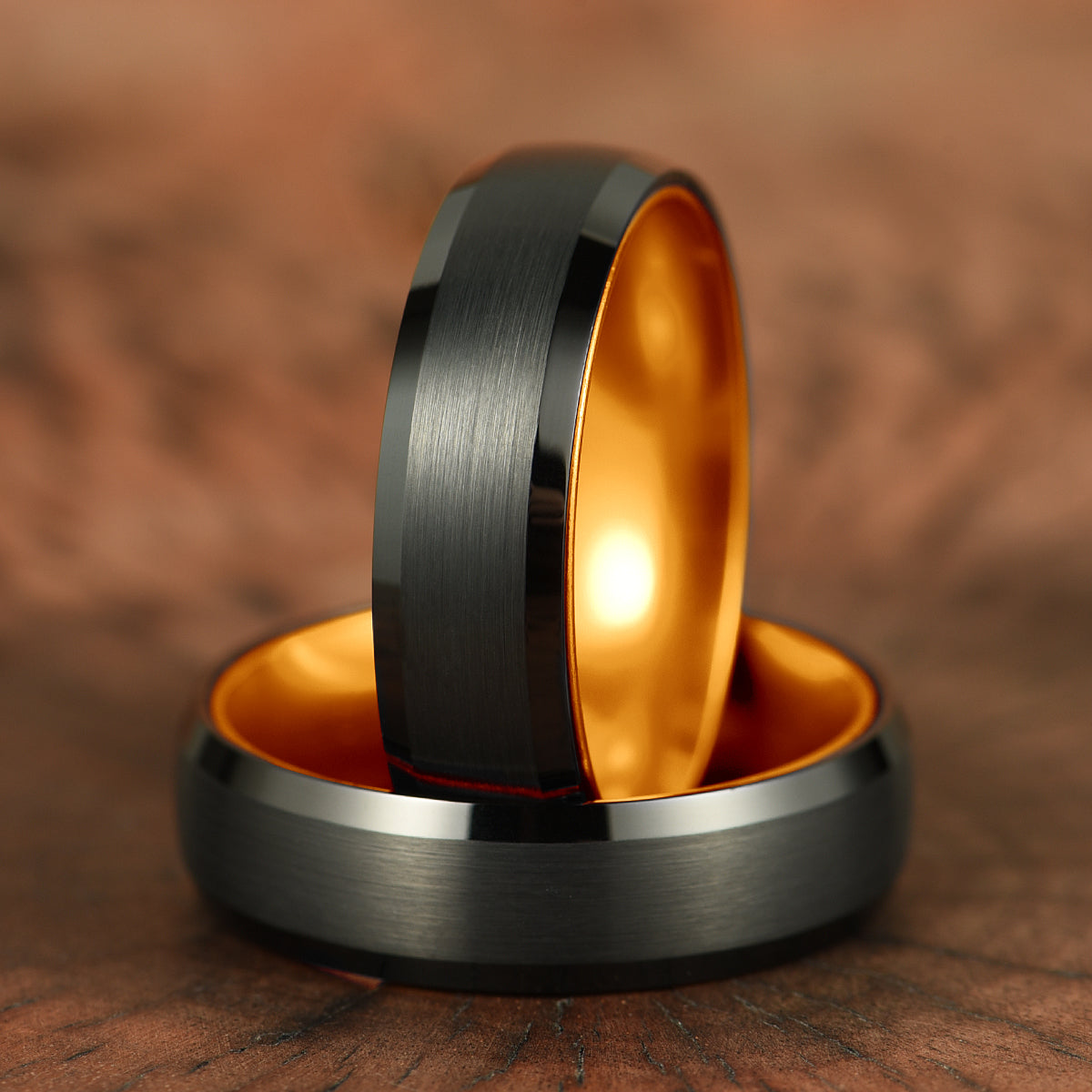 Pristine Passion Orange Interior Tungsten Men's Wedding Band 6MM - PRISTINE RINGS