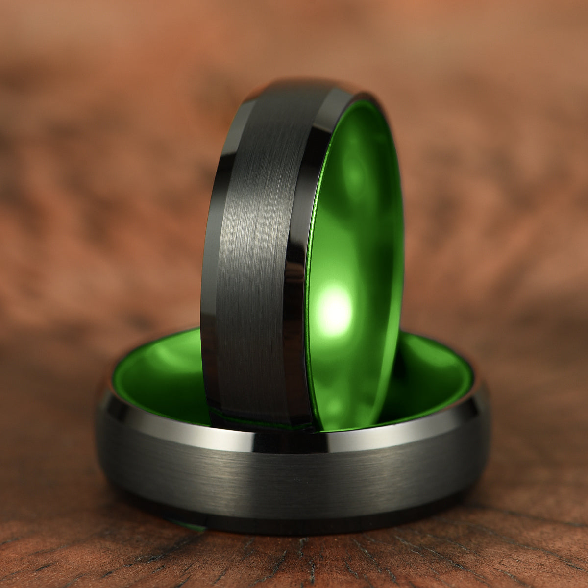 Pristine Passion Green Interior Tungsten Men's Wedding Band 6MM - PRISTINE RINGS