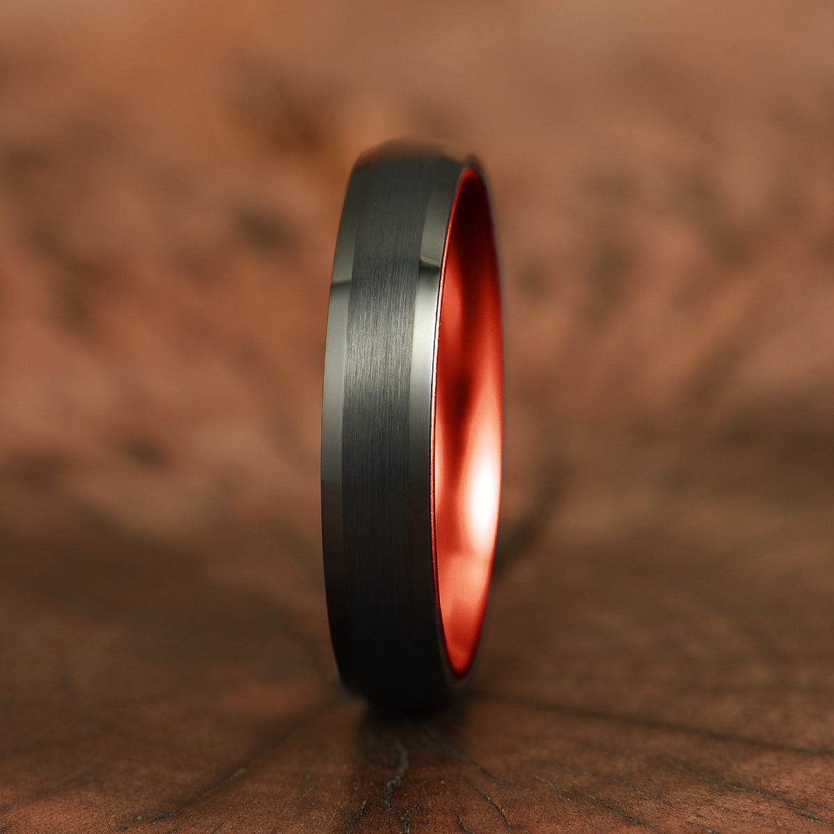 Pristine Passion Red Interior Tungsten Women's Wedding Band 4MM - PRISTINE RINGS