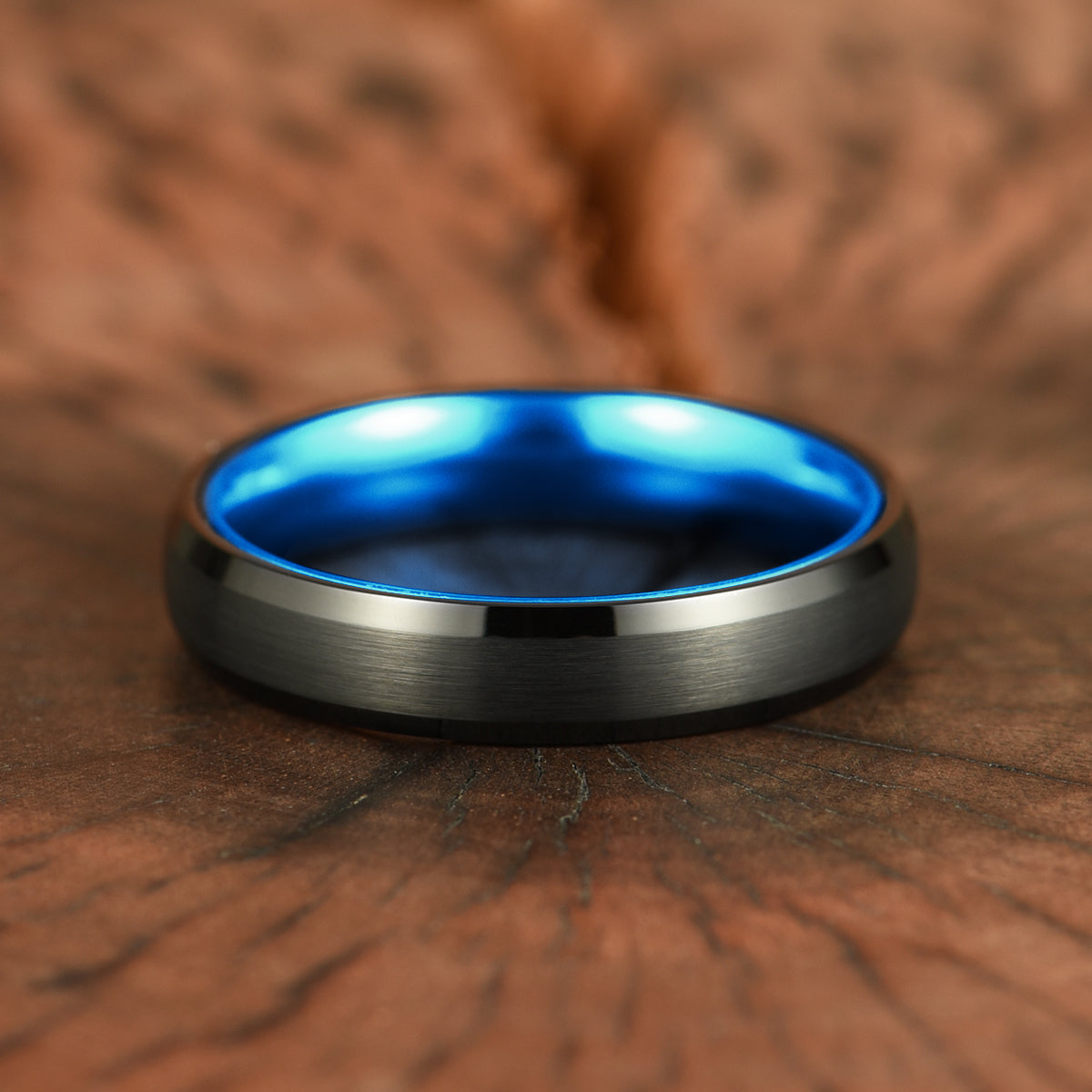 Pristine Passion Blue Interior Tungsten Women's Wedding Band 4MM - PRISTINE RINGS