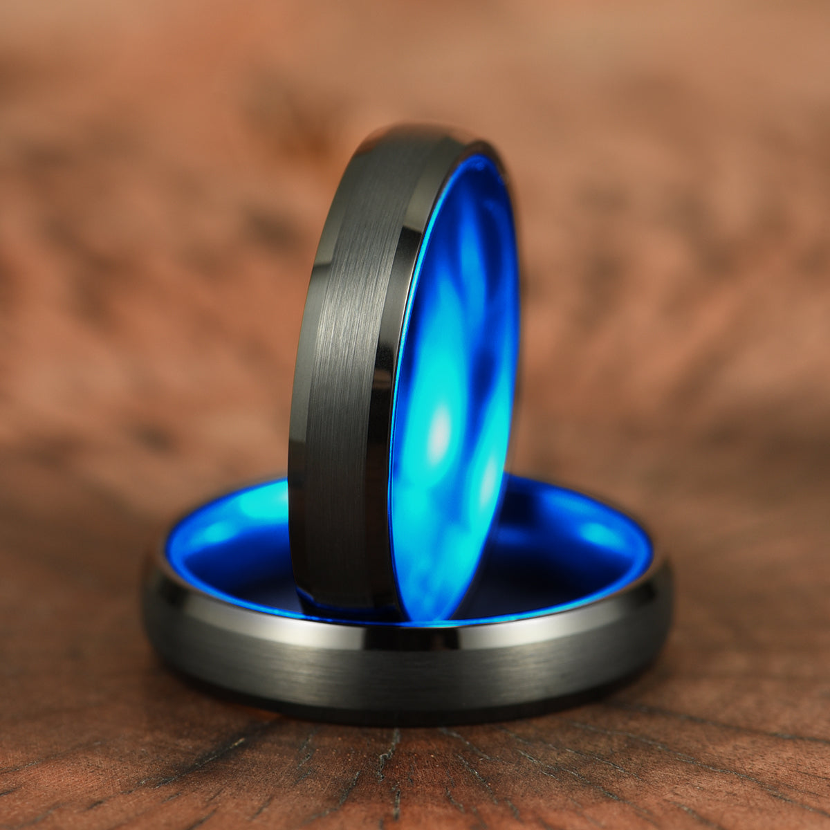 Pristine Passion Blue Interior Tungsten Women's Wedding Band 4MM - PRISTINE RINGS