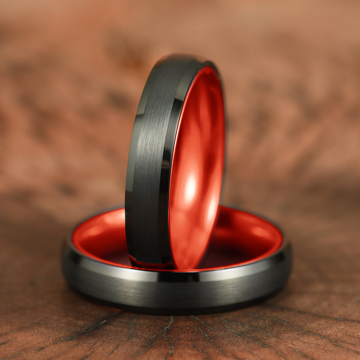 Pristine Passion Red Interior Tungsten Women's Wedding Band 4MM - PRISTINE RINGS