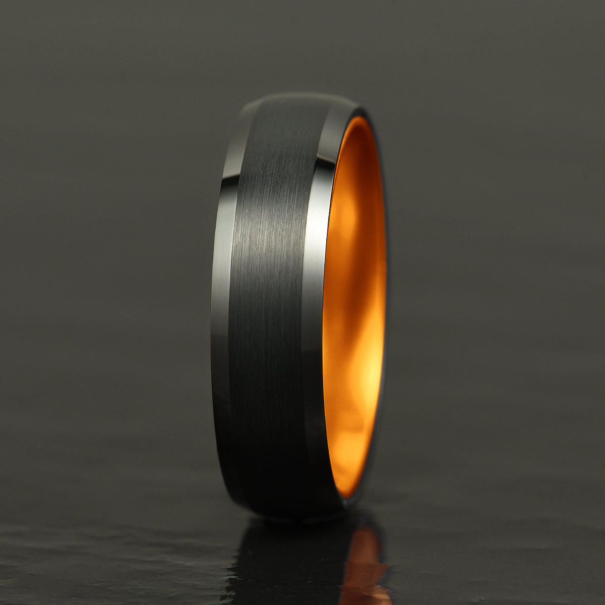 Pristine Passion Orange Interior Tungsten Men's Wedding Band 6MM - PRISTINE RINGS