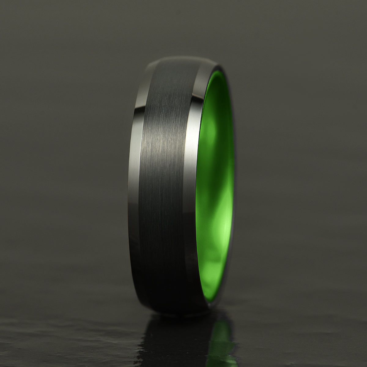 Pristine Passion Green Interior Tungsten Men's Wedding Band 6MM - PRISTINE RINGS