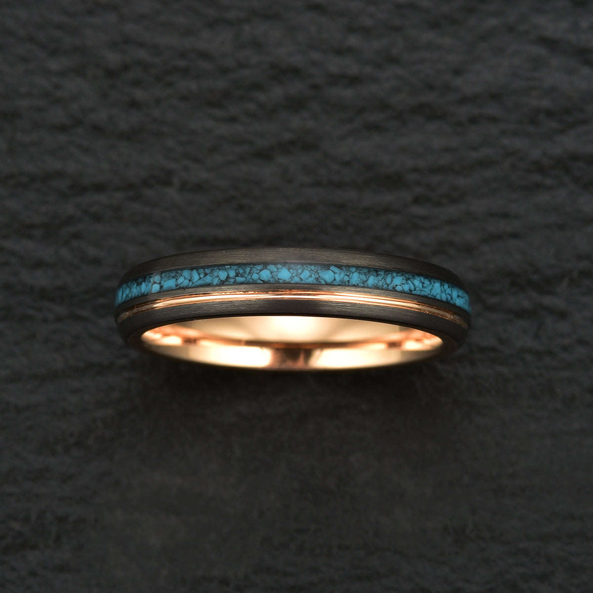 Turquoise Rose Tungsten Wedding Band 4MM
