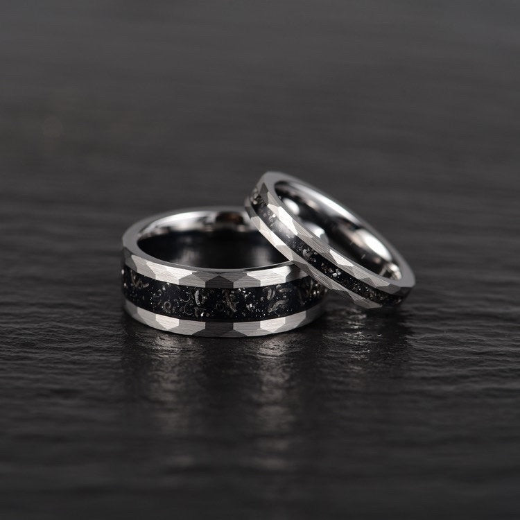 The Top G Ring - Grey Hammered Tungsten  Meteorite Men's Wedding Band 8MM - PRISTINE RINGS