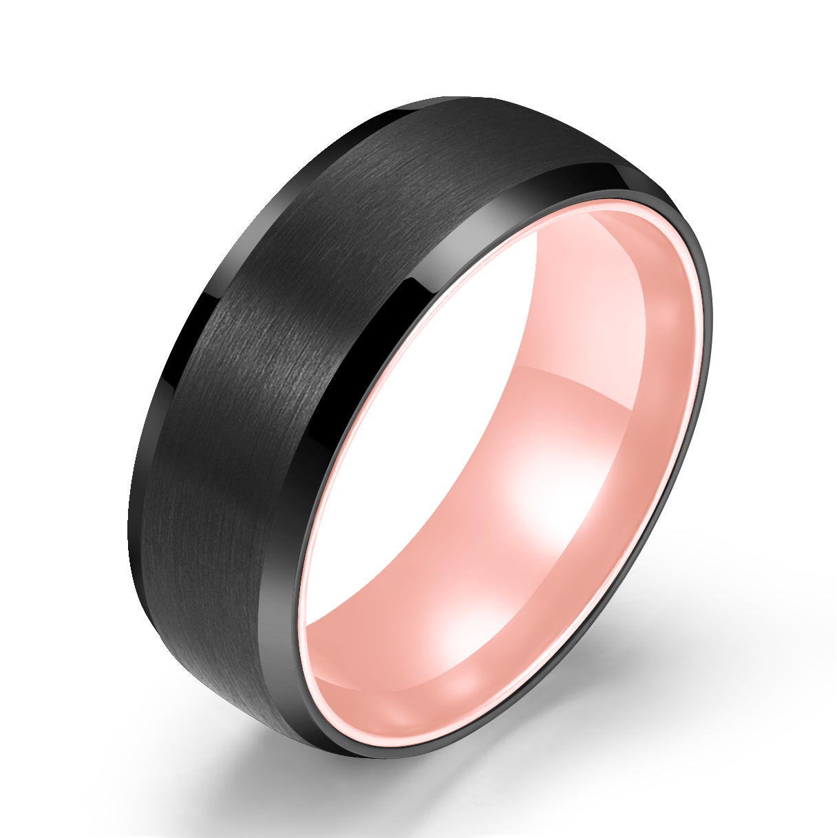 Pristine Passion Rose Interior Tungsten Wedding Band 8MM - PRISTINE RINGS