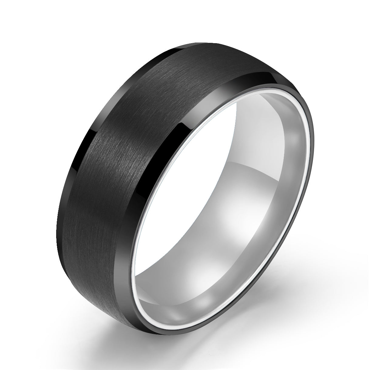 Pristine Passion Silver Interior Tungsten Wedding Band 8MM