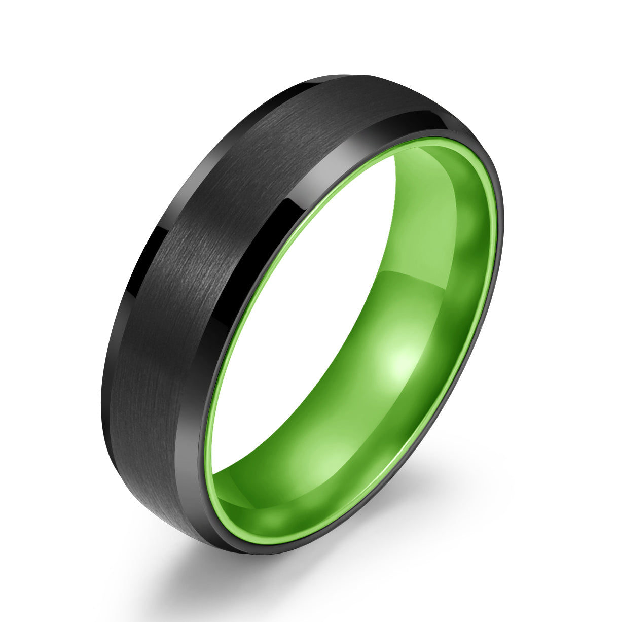 Pristine Passion Green Interior Tungsten Men's Wedding Band 6MM - PRISTINE RINGS