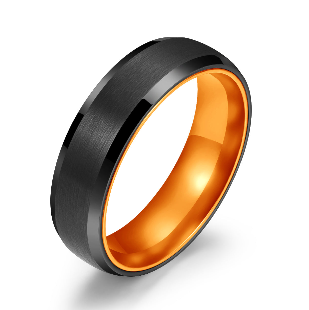 Pristine Passion Orange Interior Tungsten Men's Wedding Band 6MM - PRISTINE RINGS