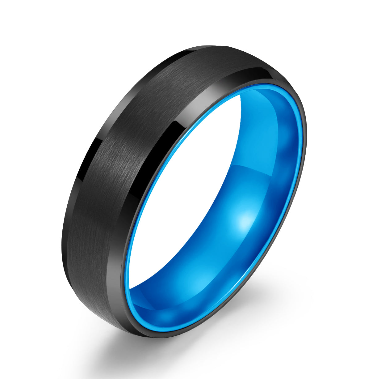Pristine Passion Blue Interior Tungsten Men's Wedding Band 6MM